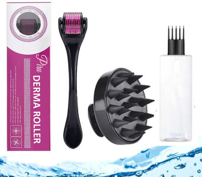 Piru 3-in-1 Hair & Skin Care Combo – Derma Roller, Scalp Massager & 100ml Empty Serum Spray Bottle(1 Items in the set)