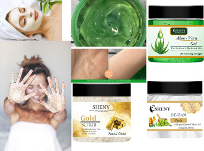 Sheny Facial Kit D-Tan Face Pack. Full Body Scrub And Aloe Vera Face Massage(1 Items in the set)