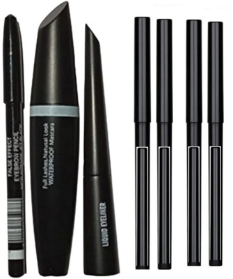ghorela Eyebrow Pencil Black & Liquid EyeLiner & Mascara & kajal 4 pcs(1 Items in the set)