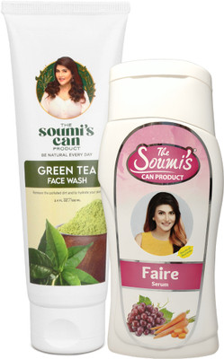 The Soumi's Can Product GREEN TEA FACE WASH 100ML & FAIRE SERUM 100ML(2 Items in the set)
