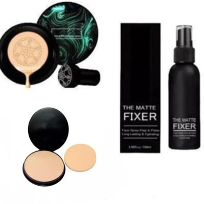 Geggsa Professional Combo of BB & CC Foundation with Compact Powder & Fixer(3 Items in the set)