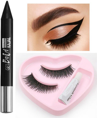 Latixmat LONG LASTING & SMUDGE PROOF KAJAL WITH FALSE EYELASHES(2 Items in the set)