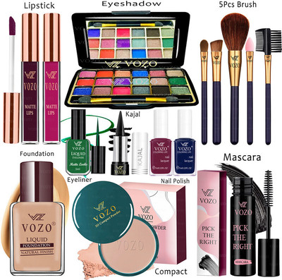VOZO Makeup Combo Kit One-stop Beauty Package for Beginners and Professionals KT-131(15 Items in the set)