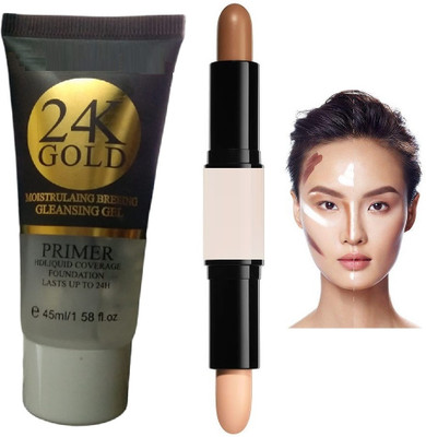 Wonholli Skin Base 24K Gold Primer & 2 in 1 Contour Concealer Stick(2 Items in the set)