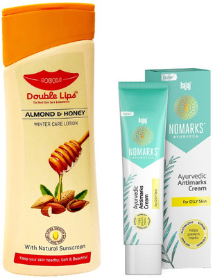 BAJAJ Nomarks Cream 25 grm For Oily Skin Pack of 2 With Winter Care Almond Honey Body Lotion 100 ml(2 Items in the set)