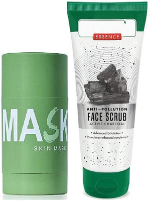 REIMICHI Green Tea Purifying Clay Stick Mask Anti Acne & Anti Pollution Charcoal Face Scrub(2 Items in the set)
