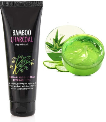 Emijun aleo vera gel and Charcoal Peel Off Mask for Blachead and Whitehead Remover(2 Items in the set)