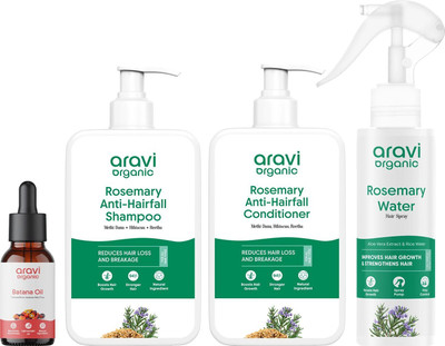 Aravi Organic Pure Batana Hair oil & Rosemary Shampoo & Conditioner & Rosemary Water Spray Combo For Hair Care(4 Items in the set)
