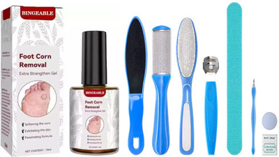 Bingeable Footease Corn Gel with 7pcs Pedicure Set for Corn-Free, Soft Feet(2 Items in the set)