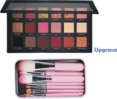 upgrave 7 Pc Makeup Brush Pink / black & Rose Gold Remastered Textured Eyeshadow Palette(8 Items in the set)