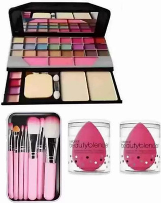 SHEFFO Beauty Sensational 6155 Make Up Kit & Menow make Up Brushes & 2 Sponge Puff(4 Items in the set)