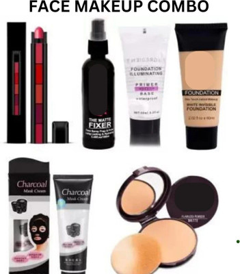 lately BEST COMBO WITH FIXER PRIMER COMPACT FOUNDATION 5IN1 LIPSTICK & CHARCOAL MASK(6 Items in the set)