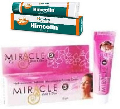 HIMALAYA Himcolin Gel – 30g + Miracle3 fairness cream Shine & Glow 15g (2 Items in the set)