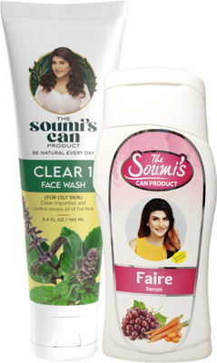 The Soumi's Can Product CLEAR 1 FACE WASH (FOR OILY SKIN) 100ML & FAIRE SERUM 100ML(2 Items in the set)