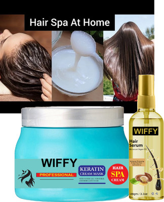 Wiffy Best Quality Keratin Hair Serum smoothing creambath spa cream(2 Items in the set)
