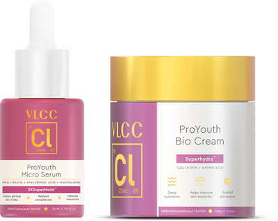 VLCC Clinic Age Reverse Combo With Micro Serum & Bio Cream to Fight Wrinkles And Fine Lines - ProYouth Cream - 100 g & Serum - 30 ml(2 Items in the set)