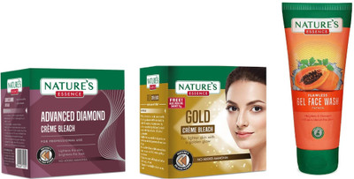Nature's Diamond Cream Bleach (21g) Gold Cream Bleach (21g) Anti-Pigmentation Papaya Gel Face Wash (50ml)(3 Items in the set)