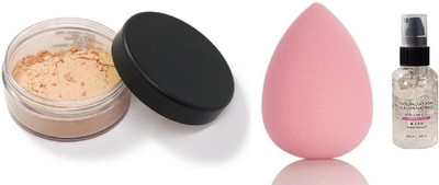 Herrlich NEW COMBO MAKEUP BLENDER + PRIMER + LOOSE POWDER(3 Items in the set)