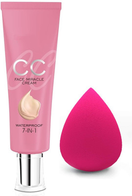 Arcanuy 7 in 1 face miracle water proof foundation with make up sponge(2 Items in the set)