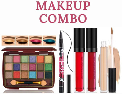 lately 18color shimmer glitter/eyeshadow with eyliner concealer & liquid matte lipstick(5 Items in the set)