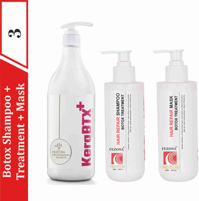 FEZONA KERA AMAZON GLOBAL KERABTX TREATMENT 1000 ML + PRO TECHS BOTOX SHAMPOO 250 ML + PRO TECHS BOTOX HAIR MASK 250 ML(3 Items in the set)