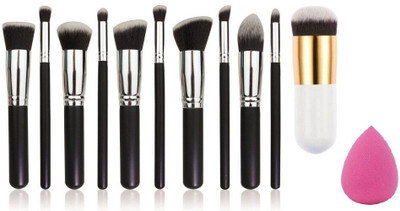 RTB Professional and Personal use synthetic 10 pc brush set with 1 blend brush & 1 Pcs Pink Blender(12 Items in the set)