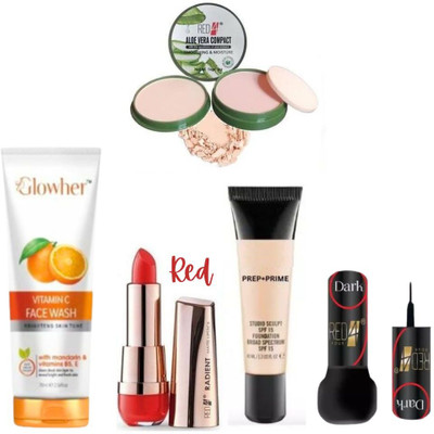 RED4 R4 drkeyeliner1+foundation01+R4 compact+radient lpstk1(5 Items in the set)