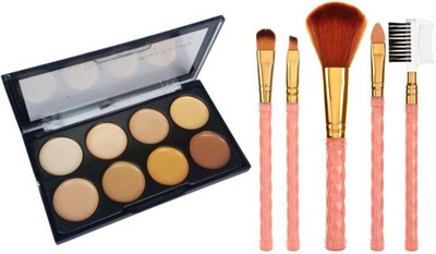 RTB 8 Shades Contour Highlighter and Concealer with 8 PCS Make up Brush(6 Items in the set)
