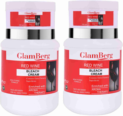 Glamberg Herbal Red Wine Bleach Cream With Activator 1 kg x 2(2000 g)