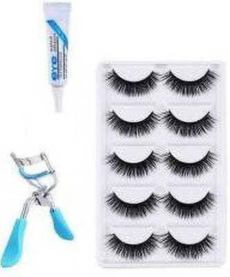 ClubComfort Eyelashes Set of 5, Eyelashes Glue & Eyelash Curler (set of 7 itmes)(7 Items in the set)