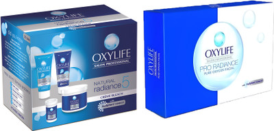 Oxylife Natural Radiance 5 Creme Bleach 310g & Pro Radiance Pure Oxygen Facial 50gm(2 Items in the set)