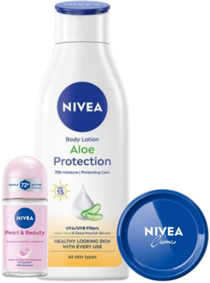 NIVEA Aloe Spf 75ml Creme 25ml Pearl Beauty 25ml Roll on(3 Items in the set)
