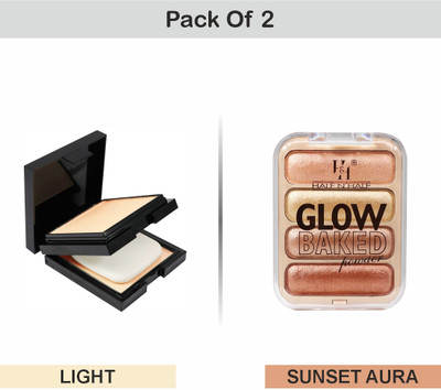 Half N Half Pressed Oil control Compact powder + Glow Baked Powder highlighter Party Combo-4(2 Items in the set) Half N Half Pressed Oil control Compact powder + Glow Baked Powder highlighter Party Combo-4(2 Items in the set)
