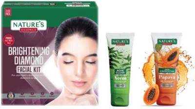 Nature's Diamond Facial Kit 60g + 50ml & Face wash 50g - Neem & Papaya(3 Items in the set)