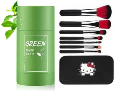 Ashav Huda Perfect Beauty Green Stick Mask & Make Up brushes 7 Piece With Storage Box(2 Items in the set)