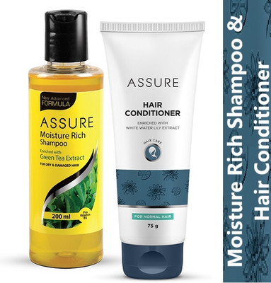 ASSURE Moisture Rich Shampoo (enriched with Green tea extract) 200ml & Hair Conditioner 75gm(2 Items in the set)