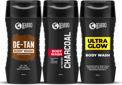 BEARDO Ultimate Bodywash Combo (Ultraglow Bodywash, De-tan Bodywash, Activated Charcoal Bodywash)(3 Items in the set)