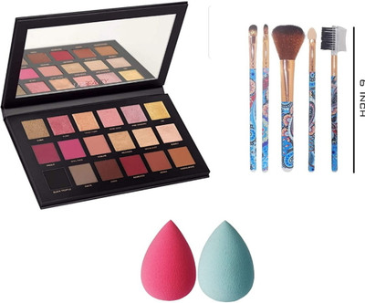 Mehaay cosmetics Eyeshadow+5 pcs Makeupbrushes +sponge 2(4 Items in the set)