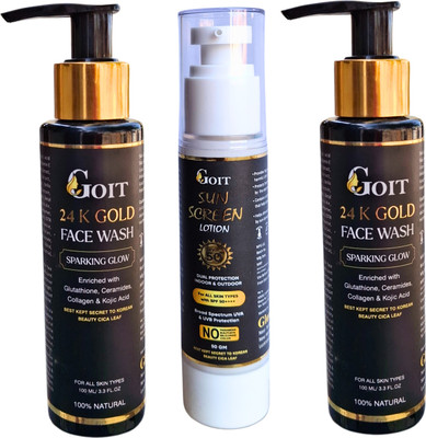goit Skincare Combo for Radiant Skin 24k Gold Face Wash and Sunscreen For All Type Of Skin(3 Items in the set)