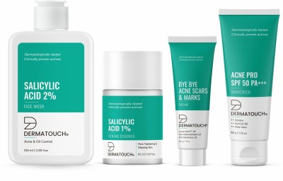 Dermatouch 4 Step Acne Care Kit | For Anti-acne & Oil Control | For Pore Refining & Clear Skin | Specially for Acne-prone & Oily Skin(4 Items in the set)