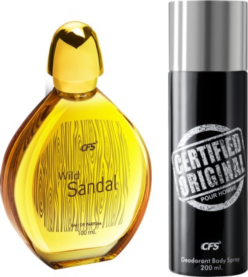 CFS Wild Sandal EDP Long Lasting Perfume & Certified Black Deodorant Body Spray(2 Items in the set)