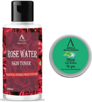 Awiclo Rose Face Toner 200 ml & Lemon lip balm(2 Items in the set)
