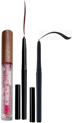 nn easy to use lip gloss with brown with black eye kajal pack of 3(3 Items in the set)