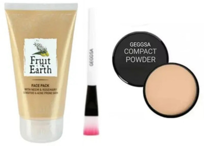 Geggsa Face Pack with Neem (100ml) and Face Pack Brush and Compact Powder(3 Items in the set)