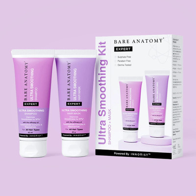 BARE ANATOMY Ultra Smoothing Shampoo & Hair Mask Travel Pack | Combo Kit for Smooth Hair(2 Items in the set)