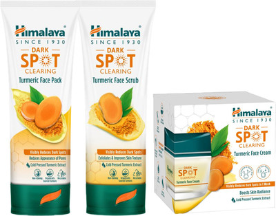 HIMALAYA DARK SPOT CLEAR TURMERI FACE SCRUB 100G + FACE PACK 100G + FCAE CREAM 50G(3 Items in the set)