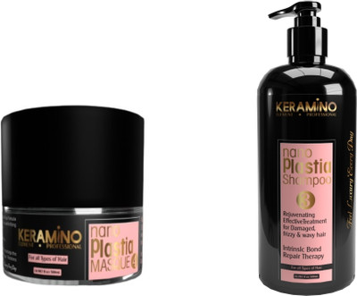 KERAMINO ELEMENT PROFESSIONAL Nanoplastia Shampoo And Mask 500ml Ech with Natural Scalp Reduse Sulphate and Paraben Free(2 Items in the set)