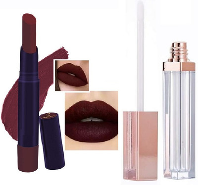 Emijun waterproof long lasting smudge proof lipstick and lip gloss combo(2 Items in the set)