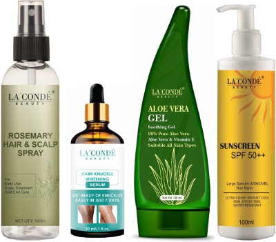 La'Conde Rosemary Spray 100ml, DarkKnuckle Serum 30ml, Aloe Gel 130ml & Sunscreen 100ml(4 Items in the set)