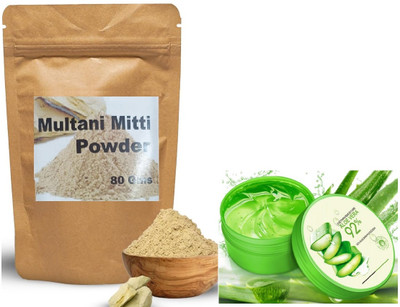 WOONGMI Multani Mitti Powder With Aloe Vera gel(2 Items in the set)